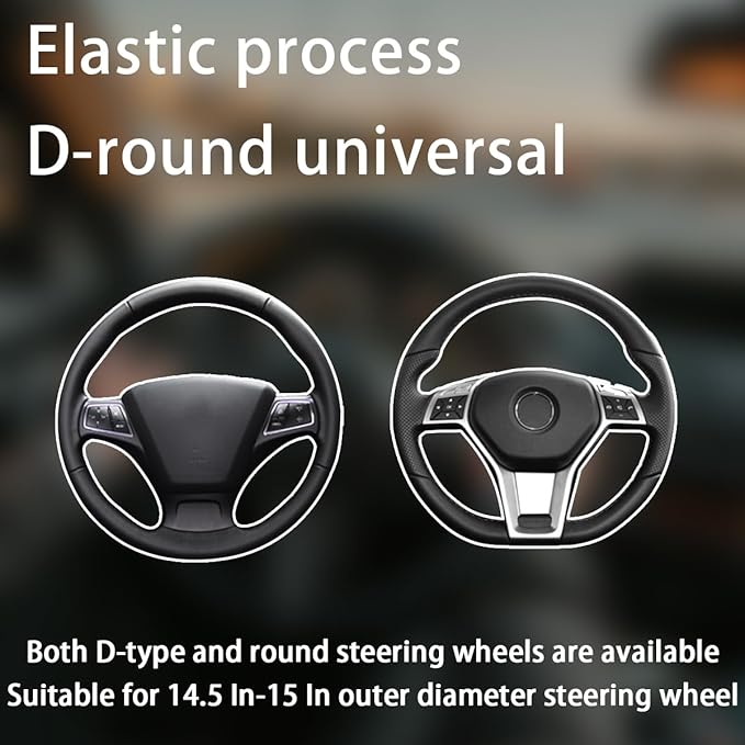 BELOMI Leather Car Steering Wheel Cover, Universal 15 Inch for Car Truck SUV, Non-Slip and Breathable, Sport Style Design Odorless Steering Wheel Protector, Automotive Interior Accessories (Red)