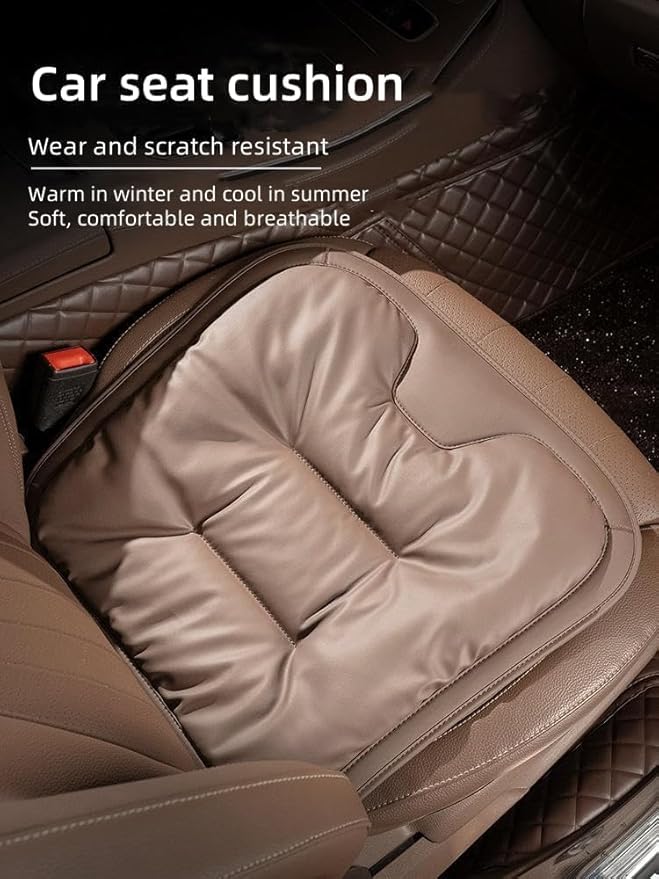 Skin-Friendly Leather Seat Cushions, Universal Non-Slip Breathable Car Seat Cushions, Memory Foam Seat Pad for Car, Office Or Home Chair(Red)