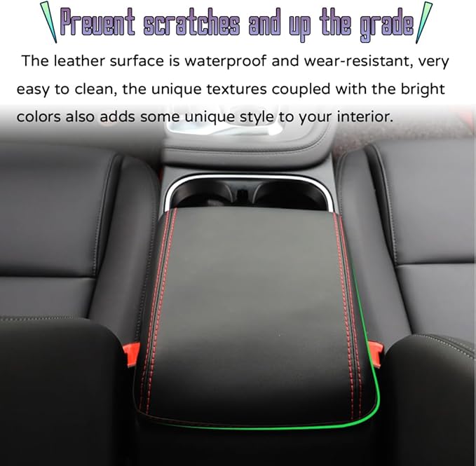Custom Interior Accessories for E-PACE EPACE 2018 2019 2020 2021 2022 2023 PU Leather Center Console Armrest Box Cover Armrest Cushion Central Armrest Protector Pad(Carbon Fiber)
