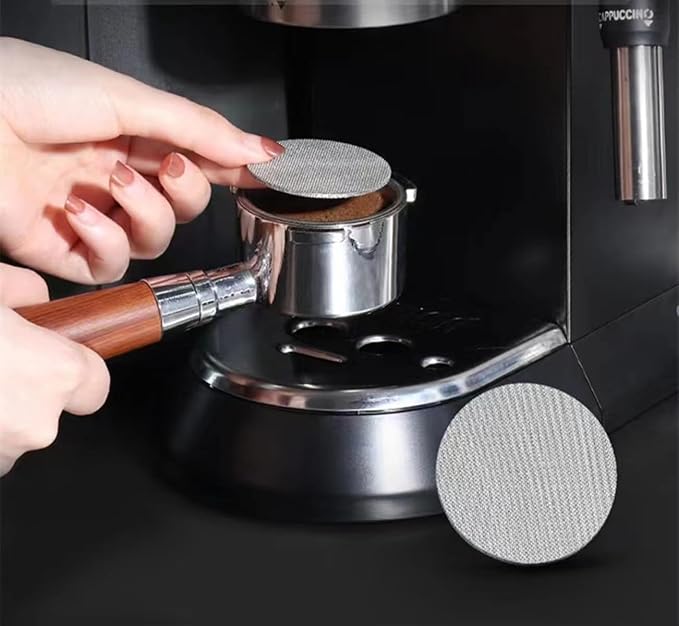 2 Pcs 58mm Espresso Puck Screen Stainless Steel, 1mm Thickness Reusable Coffee Filter Mesh Plate for Espresso Portafilter Filter Basket (58mm,150μm)