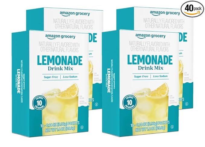 Amazon Brand - Happy Belly Drink Mix Singles, Lemonade, 0.14 ounce (Pack of 40) (Previously Solimo)