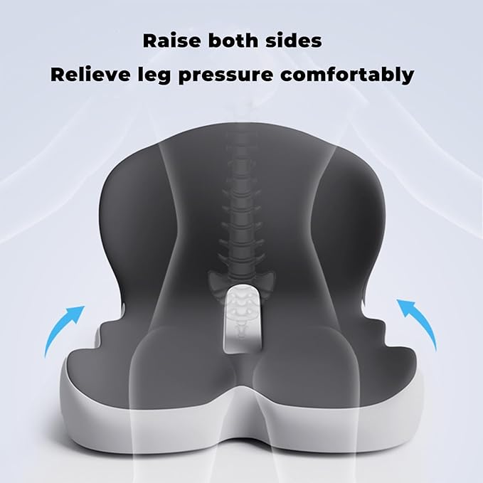 Back and Seat Cushion, Soothe+Cushion,Car Seats with Lumbar Support,Memory Foam Non Slip Skin with Back Support for Office Chair, Car (Gray)
