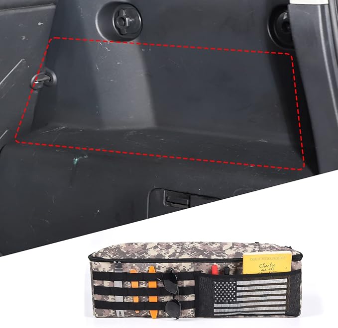 Aunginsy 1PCS Trunk Organizer Compatible with Toyota FJ Cruiser 2007-2021+, Car Right Side Trunk Storage Bag Backseat Hanging Storage Multi-Compartment Space Saving Accessories, Camouflage Pattern