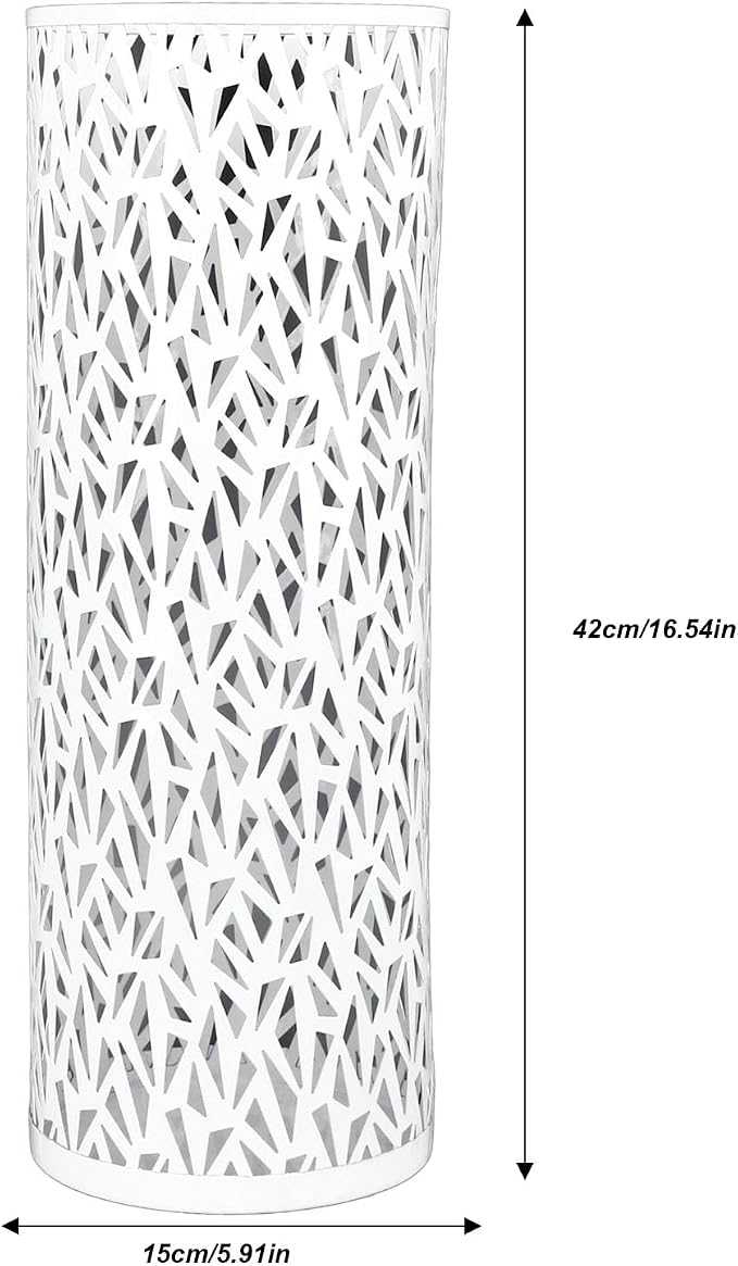 Umbrella Stand Rack, 5.91 * 16.54" Metal Hollowed Freestanding Cylinder Umbrella Holder Organizer Bin for Home Hotel Office Entryway