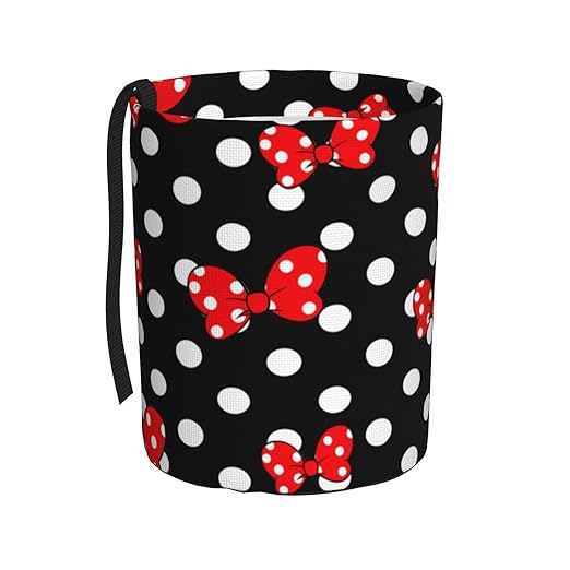 Cute Red Bow Polka Dot Car Trash Can Garbage Cans Foldable,Small Hanging Car Organizer Storage Bag Leak Proof, Auto Back Seat Trash Bin Universal for Truck, SUV, Outdoor Travel