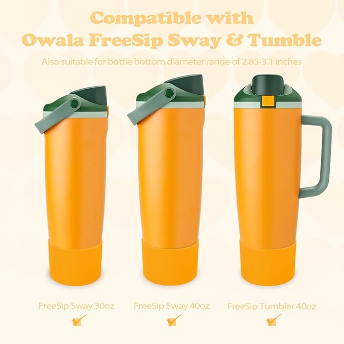 Silicone Boot for Owala 30oz & 40oz FreeSip Sway Bottles & Tumblers - Non-Slip, Scratch-Resistant, Stability Enhancer, Available in 12 Colors (Orange Grove)