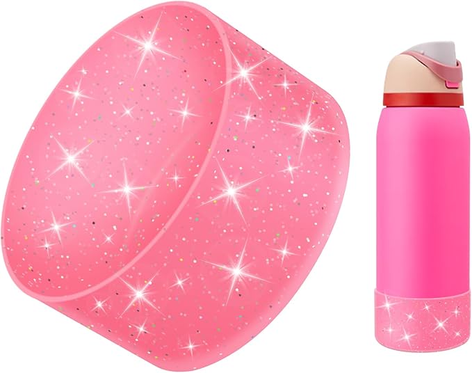 Protective Glitter Silicone Boot Compatible with Owala 24oz 32oz 40oz, Bling Cup Sleeve Bottom Bumper Cover Compatible with Owala FreeSip, Twist, or Flip Stainless Steel Water Bottles