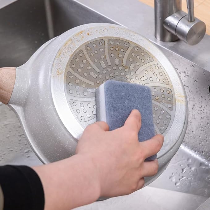 lasenersm 10 Pieces Dishwashing Sponge Kitchen Dishwashing Sponge Non Scratch Scouring Pad Non-Scratch Scouring Pad Non Scratch Sponge Double-Sided Cleaning Sponge Non-Scratch Scrub Sponge, Grey