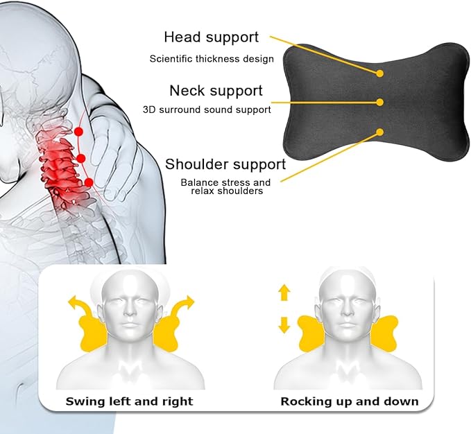Car Neck Pillow, Soft Comfortable Memory Foam Auto Headrest Pillow Cushion with Adjustable Strap, Breathable Ergonomic Design Car Neck Pain Relief Cushion, Universal for Vehicles (Green)