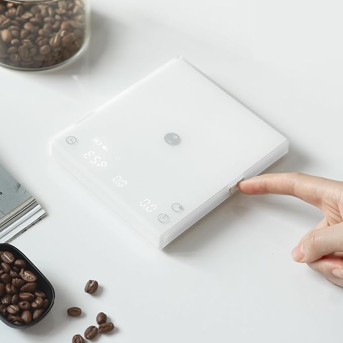 TIMEMORE Coffee Scale Basic 3.0 with Coffee-to-Water Ratio/Water Flow Rate/Timer Function, Free Switching of Ounce/kg Units, Digital Scale for Espresso and Pourover Mode, White