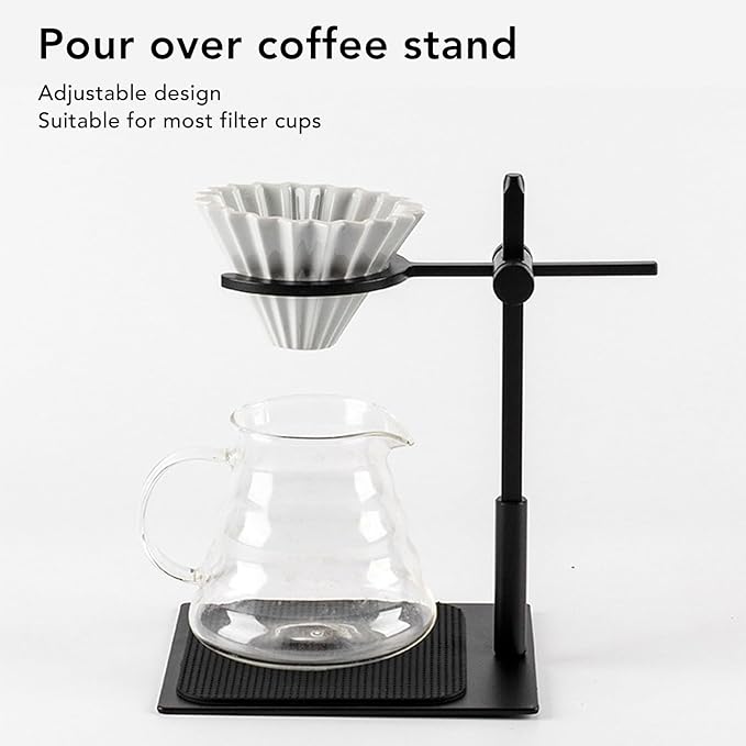 AUNMAS Pour Over Coffee Stand Aluminum Alloy, Adjustable Dripper Station for Home Office Brewing, Portable with Antislip Base Even Water