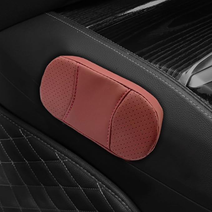 Car Knee Cushion, Leather Memory Foam Auto Center Console Arm Rest Pad, Soft Comfort Car Door Elbow Protective Cushion, Breathable Vehicle Interior Leg Support Pillow for Most Cars (Red)