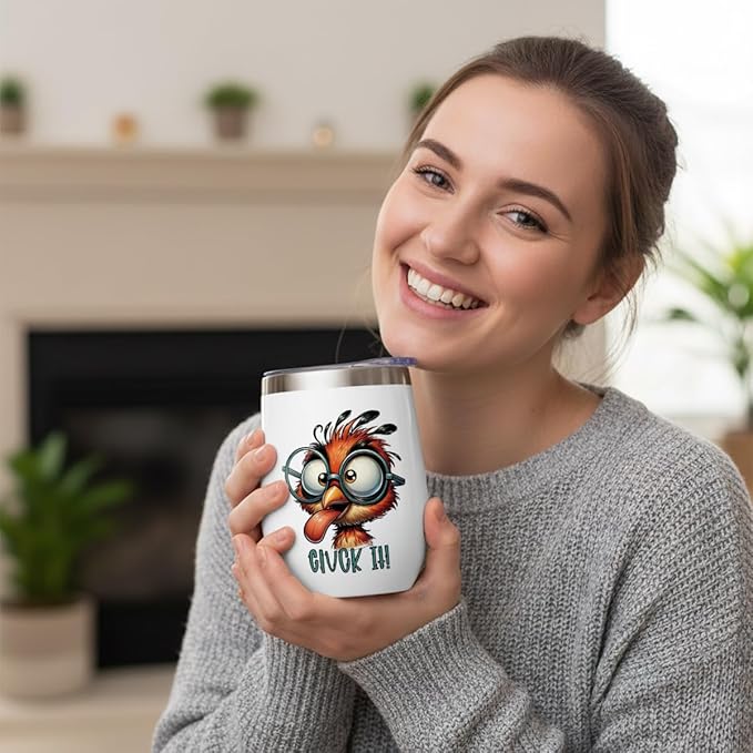 Funny Quotes Wine Tumbler, Sarcastic Cartoon Bird Gifts Bird Decor Stuff Double Wall Vacuum Insulated Coffee Mug Wine Glass 12 oz Tumbler with Lid for Dad Mom Birthday Mothers Fathers Day Christmas