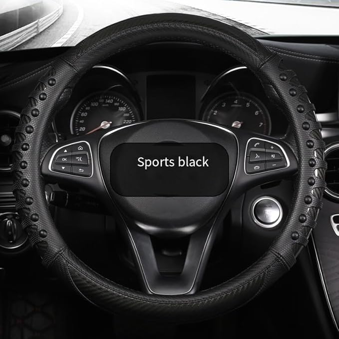 Steering Wheel Cover For Women And Men,Carbon Fiber Steering Wheel-Anti-Slip, Scratch-Resistant, Current Fit For 14–16 Inch Wheels Fit For Most Cars(36CM Red)