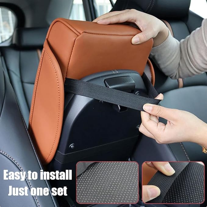 Car Armrest Cushion,5-in-1 Center Console Cover with 2 Storage Bags Cup Holder, Tissue Box Slot, Phone Slot for Car Sedans,Car Interior Accessories for Most Vehicle, SUV, Truck,Cars (Black)