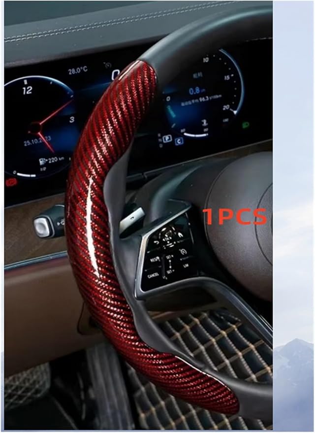 1/2PCS Laser Perforated Steering Wheel Cover, Microfiber Leather and Silicone Non-Slip Grip(1pcs red)