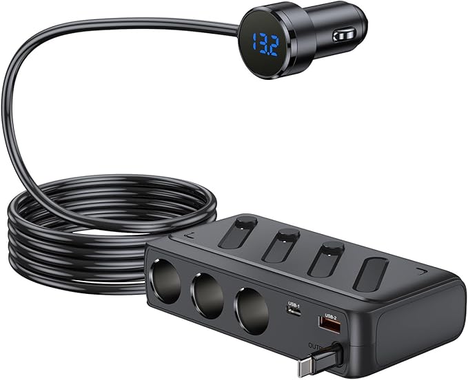 3-Port USB Car Power Converter with Fast Charging Technology for Multiple Devices Vehicle Butt Device