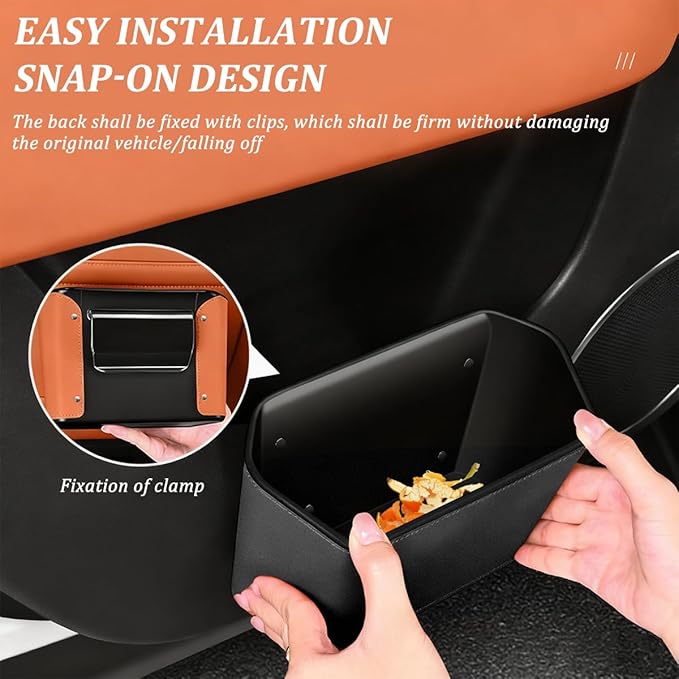 Car Trash Can, Small Waterproof Vehicle Trash Bin Garbage Container for Door Backseat, Multi-Purpose Automotive Interior Trash Bag Storage Organizer, Universal for Most Vehicles (Black)