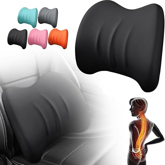 Car Headrest & Lumbar Support Cushion for Toyota RAV4 2012-2024, Ergonomic Car Seat Headrest Memory Foam Neck and Back Pillow Kit Breathable Removable for Driving Fatigue Relief,Dpink