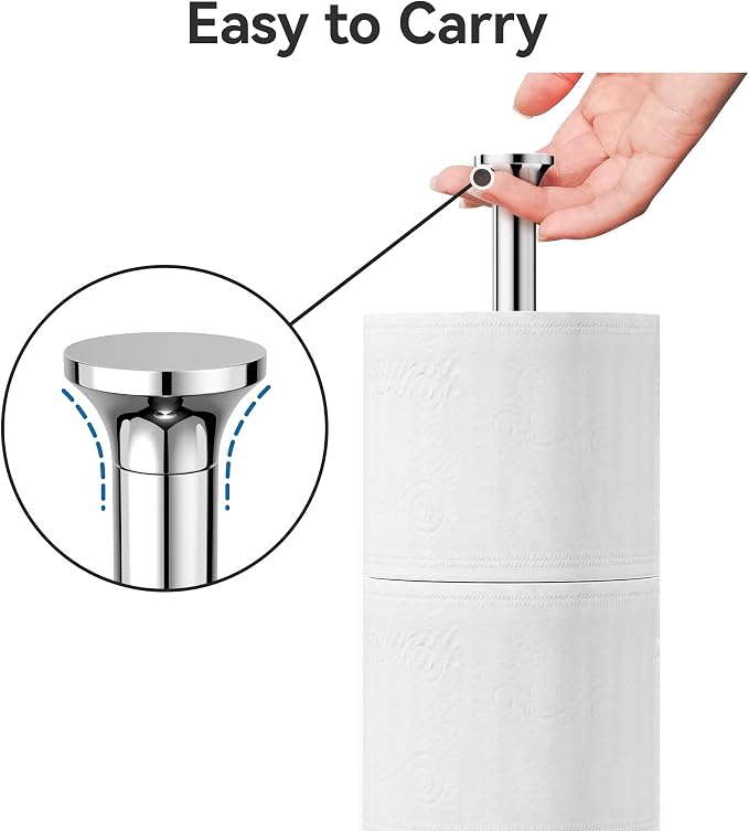 Toilet Paper Holder Stand(with Reserve Function), Free-Standing Spare Rolls Storage Holder, Stainless Steel, Modern Design