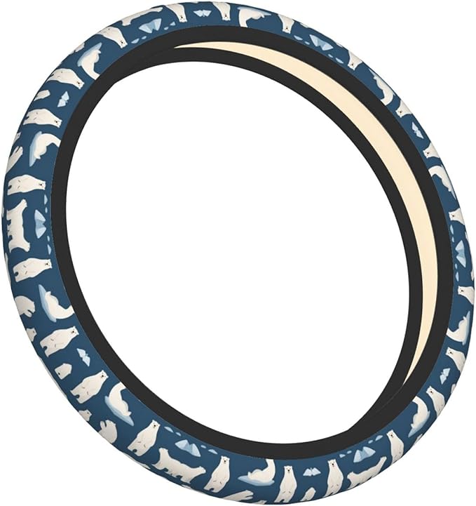 Neoprene Steering Wheel Cover Polar-Bears Car Steering Wheel Cover Universal Fit for Most Cars