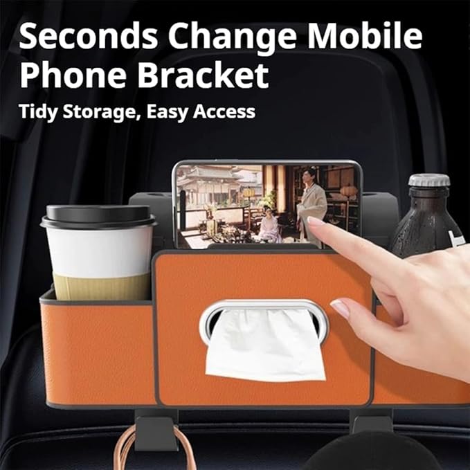 2026 New Car Organizer Back Seat, Car Organizers and Storage Box Behind Seat, 3-in-1 Multifunctional Car Backseat Organizer with Cup Holder & Tissue Box for Hold Phone, Snacks, Drinks, Handbag (D*1)
