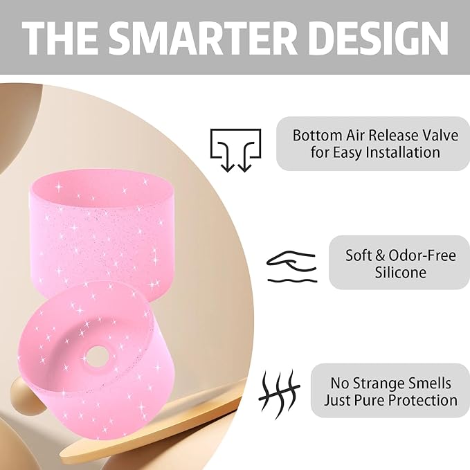 Silicone Boot for Owala 40oz Water Bottle – Anti-Slip Protective Cover, Bottle Boot, Base Cover Compatible with FreeSip, Sleeve for Stainless Steel Tumblers (Glitter Pink, 40OZ)