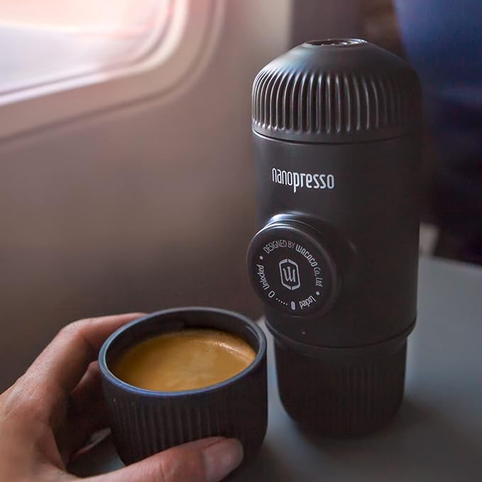 WACACO Nanopresso Portable Espresso Maker Bundled with NS Adapter, Compatible with NS Capsules and Ground Coffee, Compact Size 2.44"x2.8"x6.65", Manually Travel Coffee Machine Set, Perfect for Camping