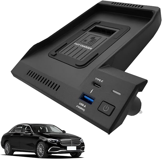 Wireless Charger for Mercedes-Benz E-Class E200 E260 E300 E320 E350 E400 (2016–2023), 15W Fast Charge Pad, Center Console Phone Station for Qi Devices