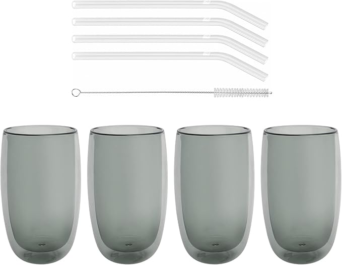 ZWILLING Sorrento 8-pc Double-Wall Latte Glass & Straw Set