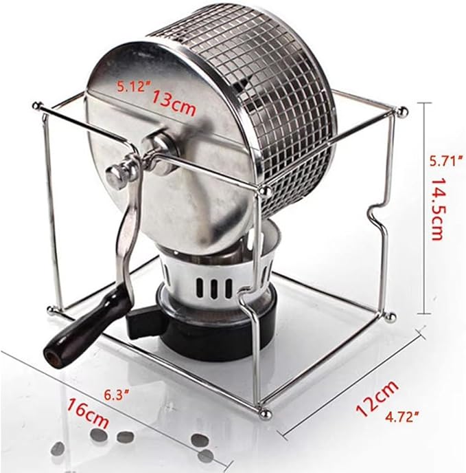 Coffee Roaster Machine for Home Use, Coffee Bean Roaster, Peanut Bean Roasting Machine with Stainless Steel Rollers with Handle, Small Roller Roaster for Coffee Lovers, DIY Enthusiasts