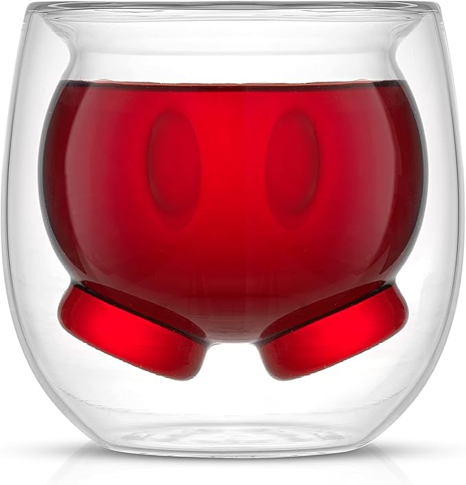 JoyJolt Mickey Pants and Minnie Skirt 3D 7.4oz Double Wall Glass Coffee Cups Set of 2, Disney Coffee Mug, Espresso and Tea Cups, Collection of Double Wall Glasses, Disney Gifts