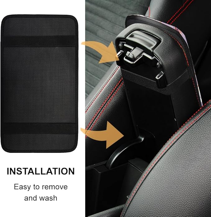 1pc Center Console Armrest Cover Pad 12.6x7.5 inch Flower with Hummingbird Neoprene Car Armrest Cushion Waterproof Armrests Seat Box Cover Protector for Universal Cars Vehicles SUVs