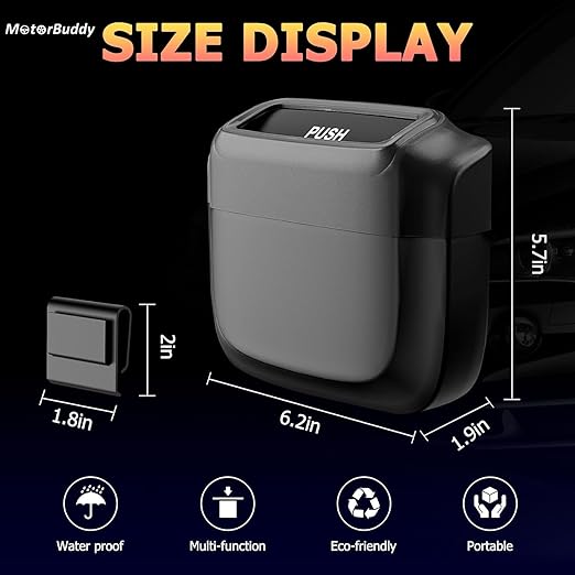 2 Pack Car Trash Can with Lid, Built-in Storage Garbage Bag, Vehicle Trash Accessories for Interior, Mini Garbage Bin for Automotive, Home, Office, Kitchen, with 60pcs Trash Bags