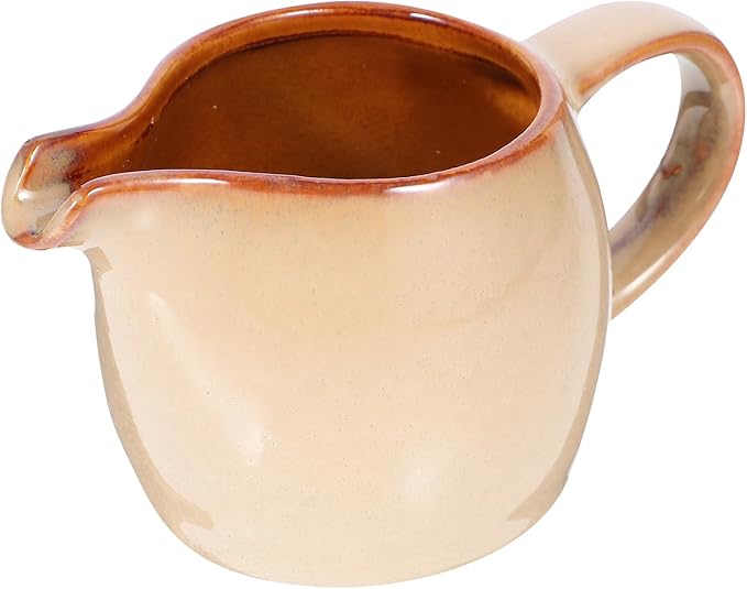 Amosfun Ceramic Milk Pitcher with Handle and Spout 4.33X2.67X2.12 Inch Porcelain Creamer Jug for Coffee Tea Serving and Syrup Dispensing
