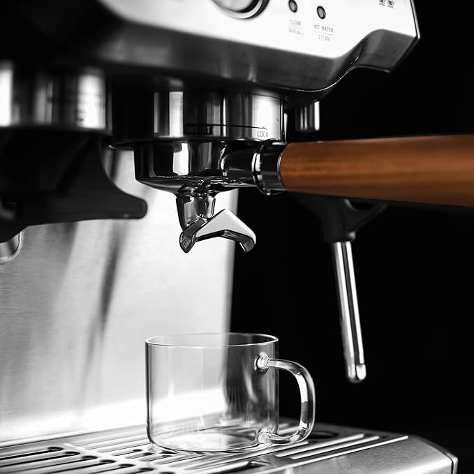 54mm Espresso Double Spouts Portafilter with 3 Ear | Fits 54mm Breville/Sage Barista Espresso Machine | Stainless Steel Basket and Walnut Handle | Espresso Accessories