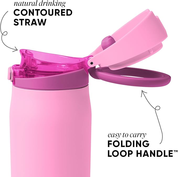 Simple Modern Mesa Loop Water Bottle with Covered Straw and Handle | 30oz Cup Holder Friendly Insulated Stainless Steel Bottles for Travel, Sports and School | Dragon Fruit Mix