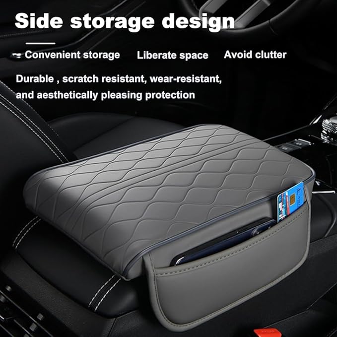 Center Console Armrest Cover Compatible with BMW 1 3 5 6 Series X1 X3 X7 X5 X6 Z4 7 M Leather Car Armrest Cushion Pad Protector Black Interior Accessories,Beige