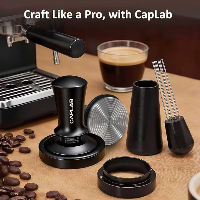 51mm Espresso Accessories Kit, Spring Loaded Calibrated Tamper, WDT Tool, Dosing Funnel Set, Fits Delonghi 51mm Espresso Coffee Machines and Portafilter, for a Clean & Tidy Workspace