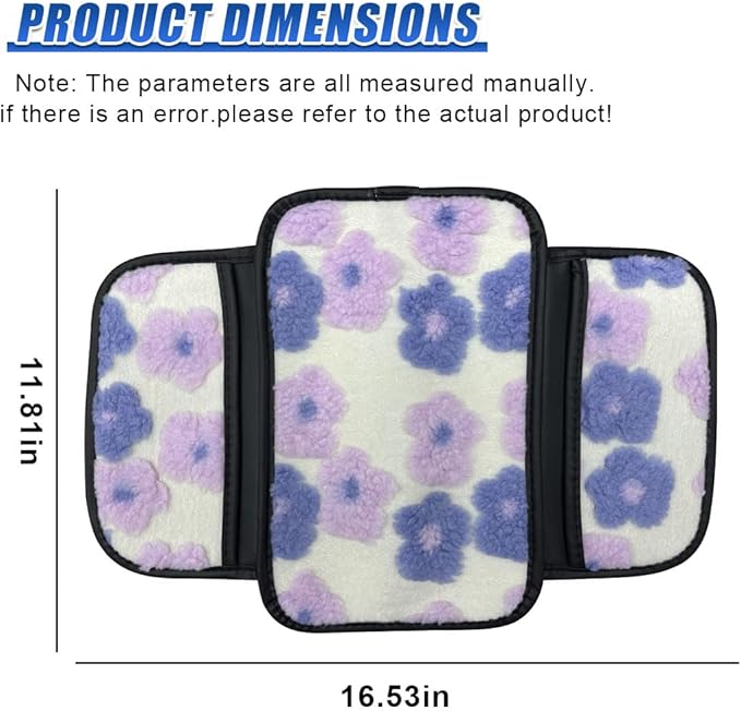 Car Center Console Cover, Soft Fluffy Car Armrest Seat Box Cushion Pad with 2 Storage Bags, Universal Vehicle Interior Protector Accessories for Most Sedans, SUVs, Trucks (Purple)