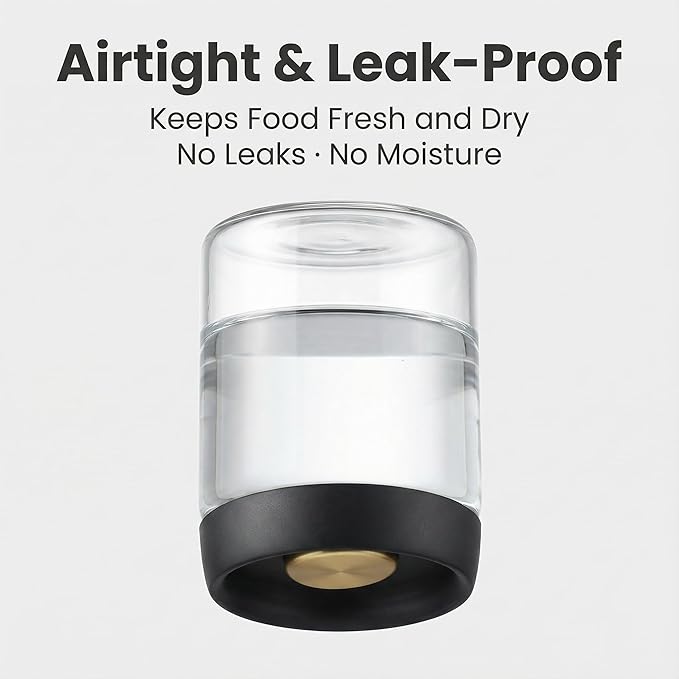 LOEZ Airless Vacuum Coffee Canister, Borosilicate Glass Food Storage Jar with Pump Lid to Stop Oxidation, for Beans, Tea & Dry Goods (40oz/1200ml - Clear)