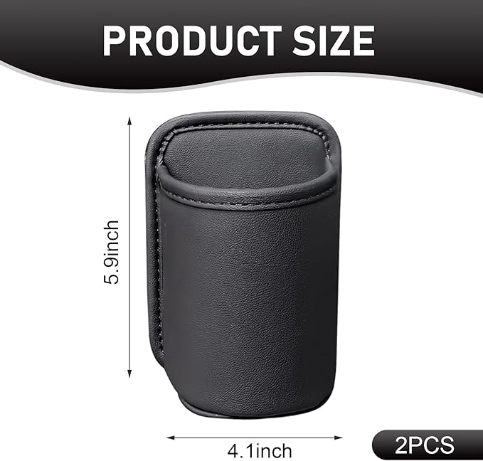 Shakas 2 PCS Car Door Large Cup Holder, Multifunctional Storage Bag Trash Can for Beverage Water Cup Mobile Phone, Waterproof Cleanable Leather Insert Organizer for Seat Back, for Cars Trucks (Black)