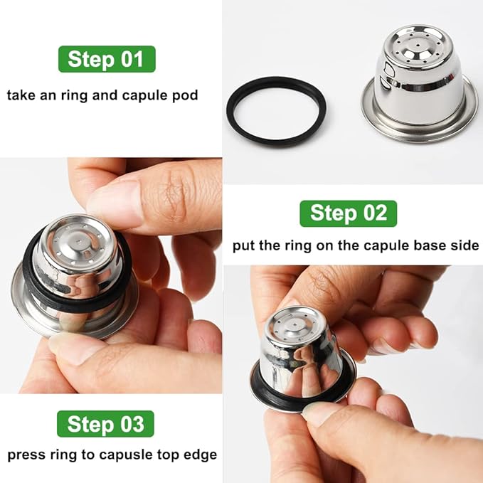 10Pcs Silicone Rings for Reusable Nespresso Pods Refillable Espresso Capsules Stainless Steel Coffee Pods Compatible for Nespresso Original Line Machines (10Pcs Silicone Rings)