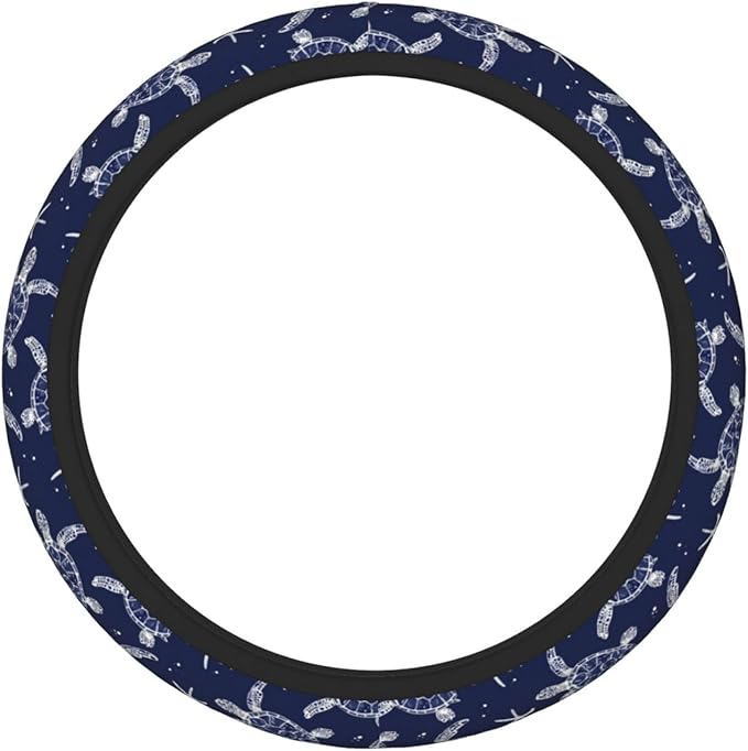 Blue Starfish Turtle Steering Wheel Cover for Women Men Girls, Car Accessories Decor Thickened Anti-Slip Auto Steering Wheel Covers Protector Universal Fit 15 Inch for Cars, Truck, SUV