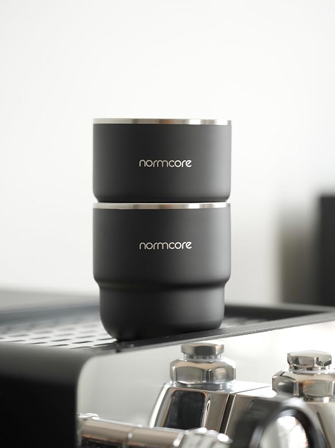 Normcore Espresso Coffee Cups, 7 oz Espresso Coffee Cup with Ceramic Coating, Double Wall Stainless Steel Coffee Mugs, 2 Pack, 210 ml, Black