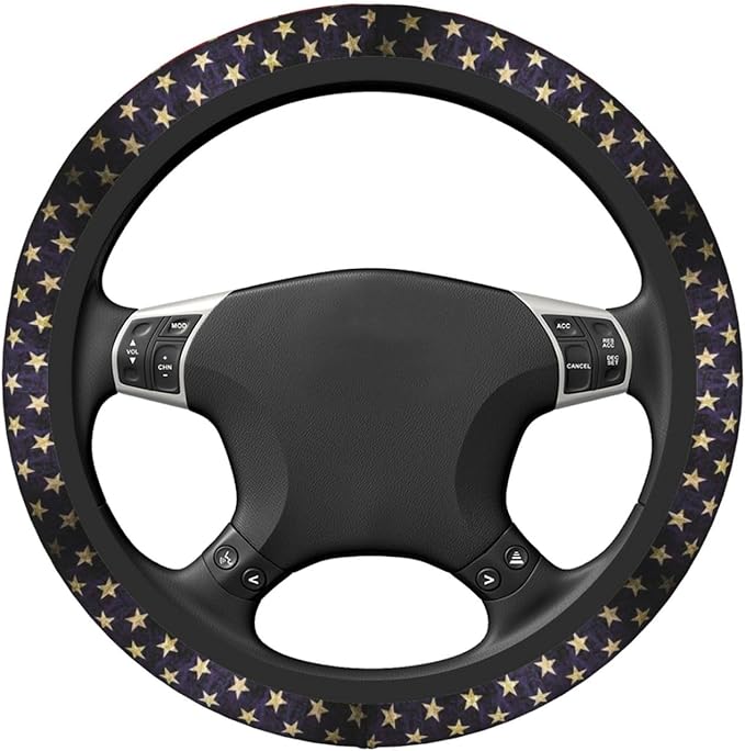 Car Steering Wheel Cover with Anti-Slip Lining, Universal 15 inch Wheel Cover, Fashion Car Interior Accessories for Women Men - Vintage American Flag