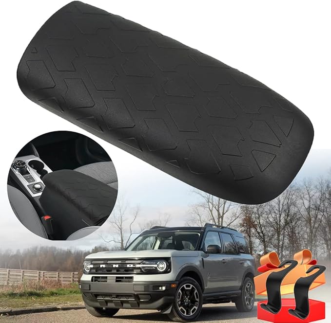 Center Console Armrest Cover Compatible with 2021 2022 Bronco Sports, TPE Center Console Armrest Box Cushion Soft Arm Rest Pad, Scratch Resistance Armrest Cover