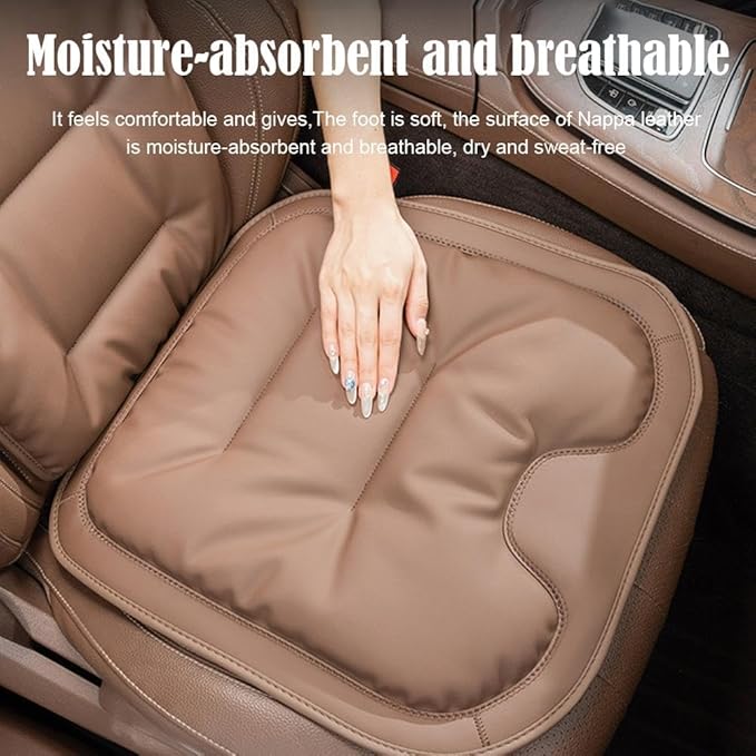 Skin-Friendly & Dirt-Repellent Leather Seat Cushions, 2026 Car Seat Cushion for Driving, 1.57" Thick Comfort Seat Protector, Universal Non-Slip Memory Foam Pad for Car (White, Front Seat Cushion)