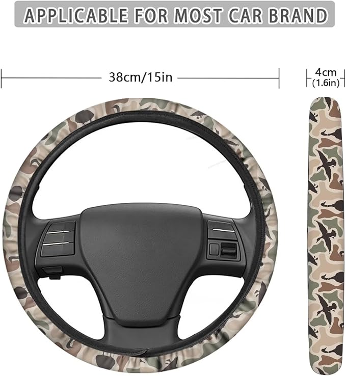 SEANATIVE Auto Steering Wheel Cover Universal 14inch-15inch Steering Wheel Covers for Men Duck Camo Hunter Car Interior Accessories