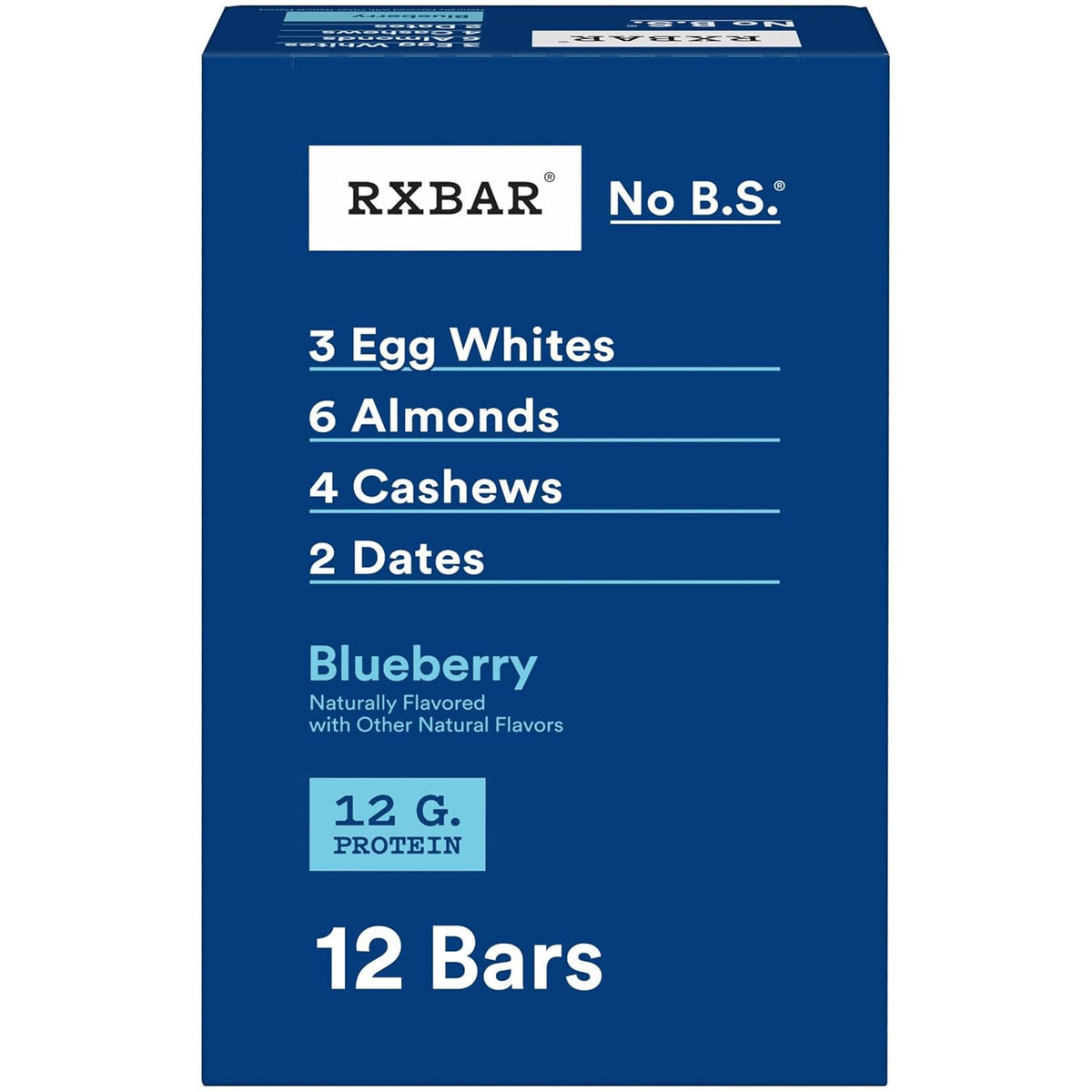 RXBAR Blueberry Protein Snack Bars, 22oz Box, 12 Count, Gluten Free, Kosher Pareve